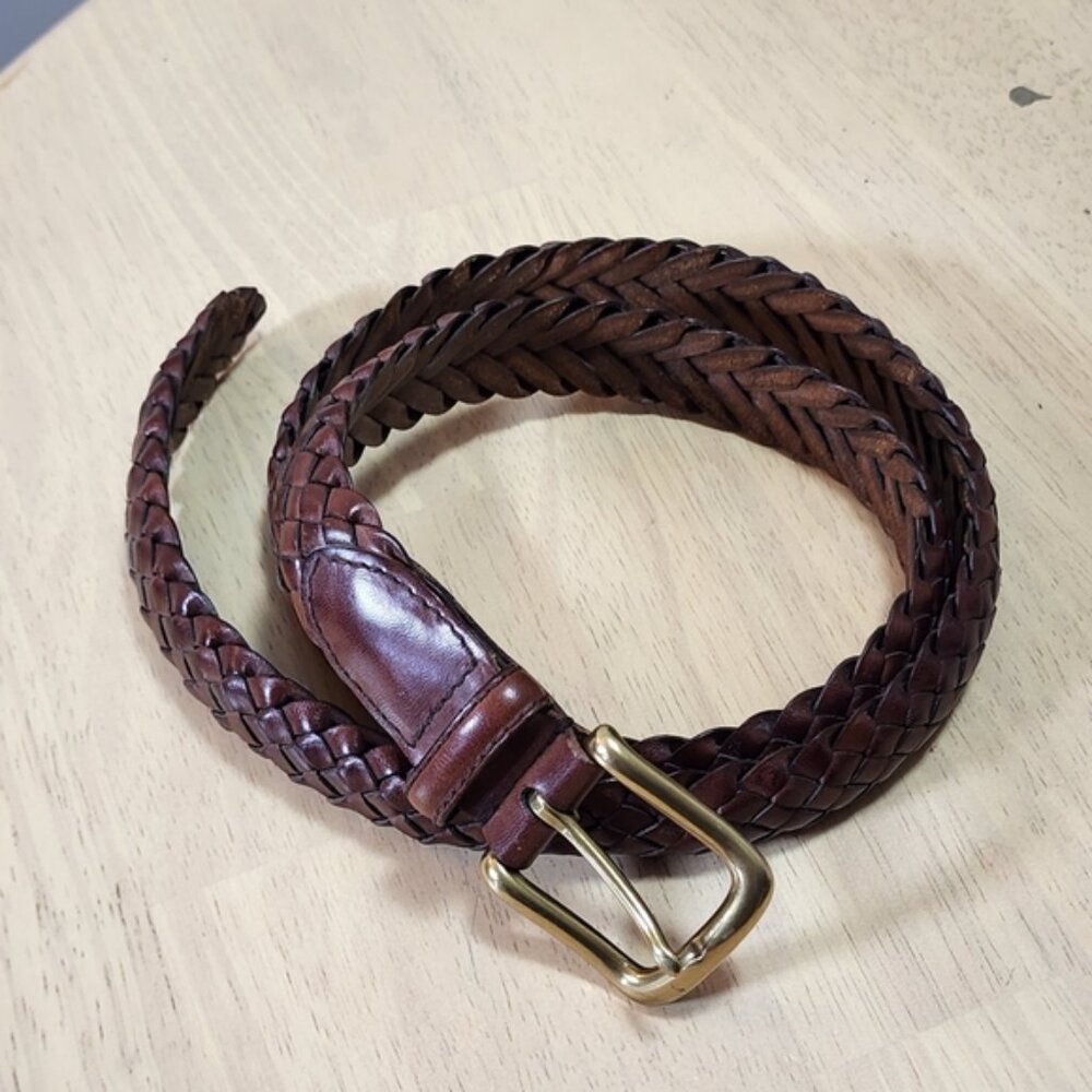 Vintage Eddie Bauer braided leather belt color brown